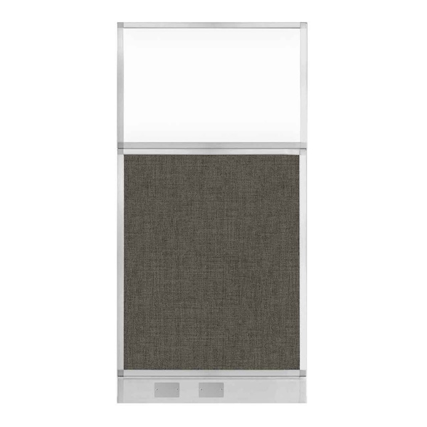 Hush Panel Cubicle Partition 3' x 6' W/ Window Mocha Fabric Clear Window W/ Cable Channel